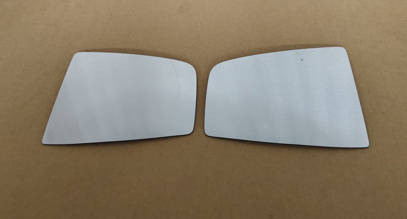 Small format mirror glass for motorcycle and compact mirrors